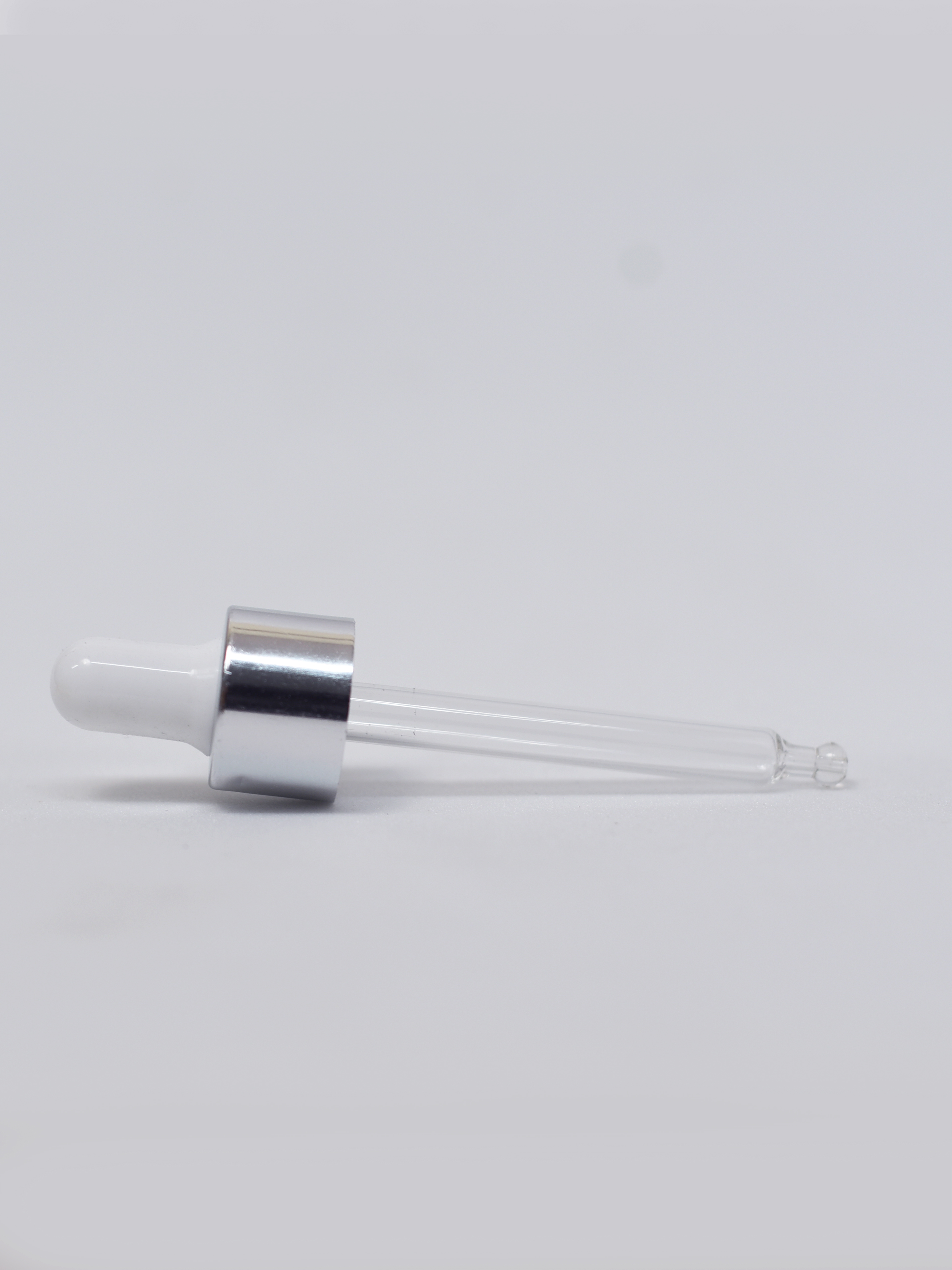 18-410 Silver Aluminum Collar Dropper set with White Teat and Glass Tube Upto 110 MM